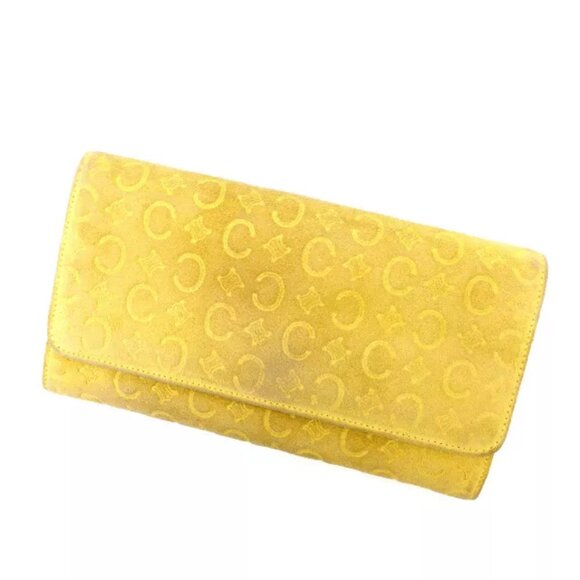 Celine Wallet Purse Long Wallet Macadam Beige Yellow - Picture 1 of 5